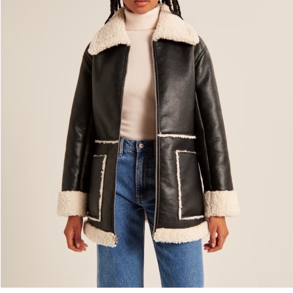 Abercrombie&Fitch Vegan Leather Shearling Jacket